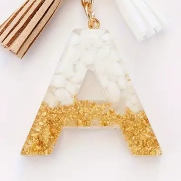 NEW! Resin Letter "A" Initial Keychain Purse Charm w/ Double Tassels ~ 🎒, Bag - Picture 3 of 4